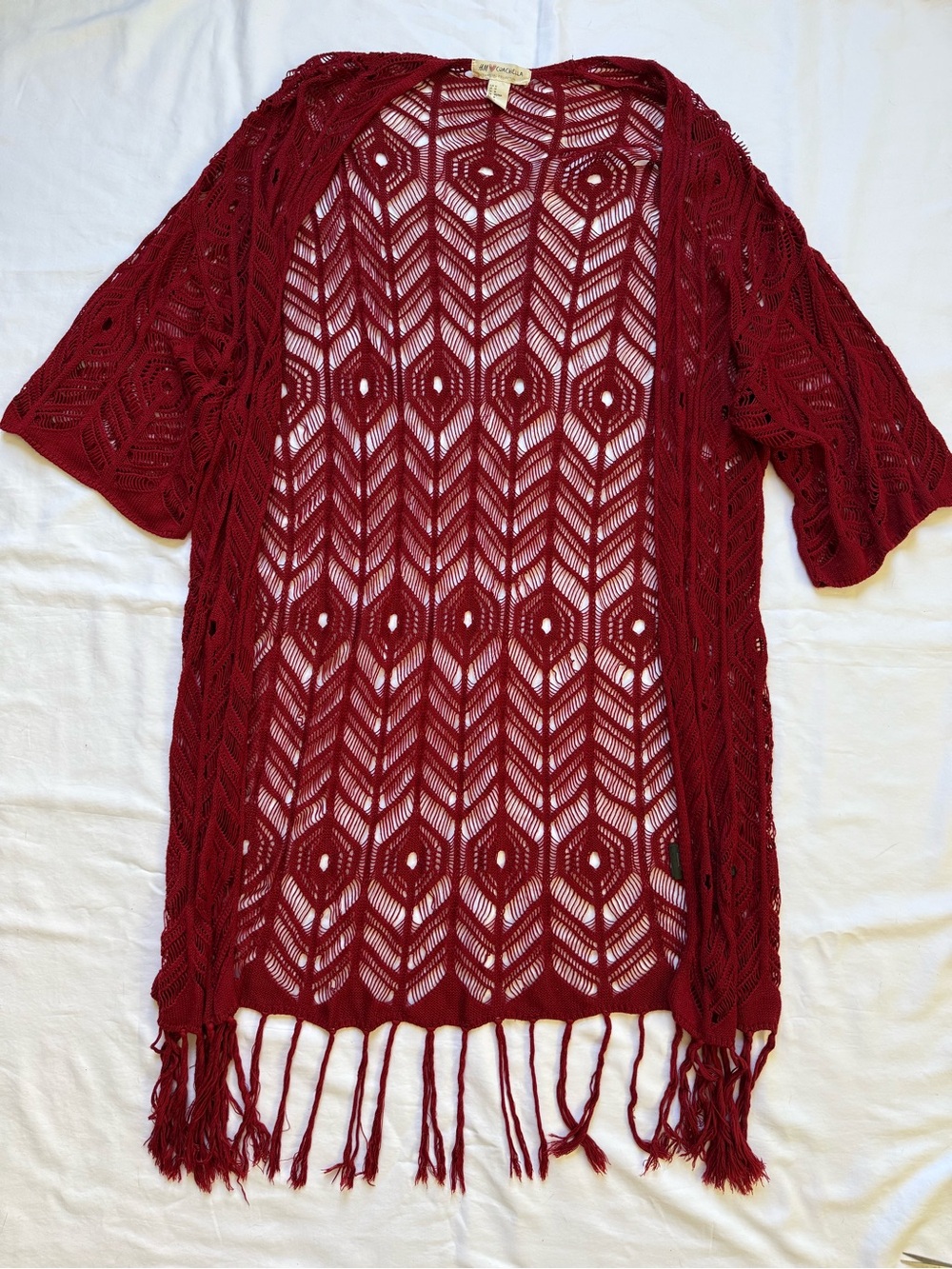 H&M Coachella Red Crochet Fringe Kimono - Picture 2 of 6